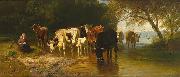 Christian Mali Magd mit Kuhen Spain oil painting artist